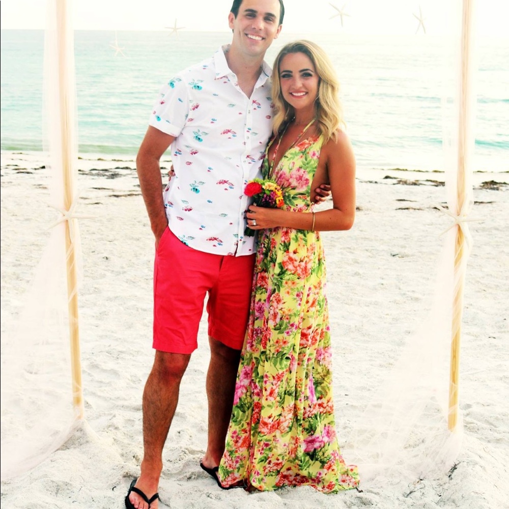 Yellow Floral Maxi Dress Formal Summer